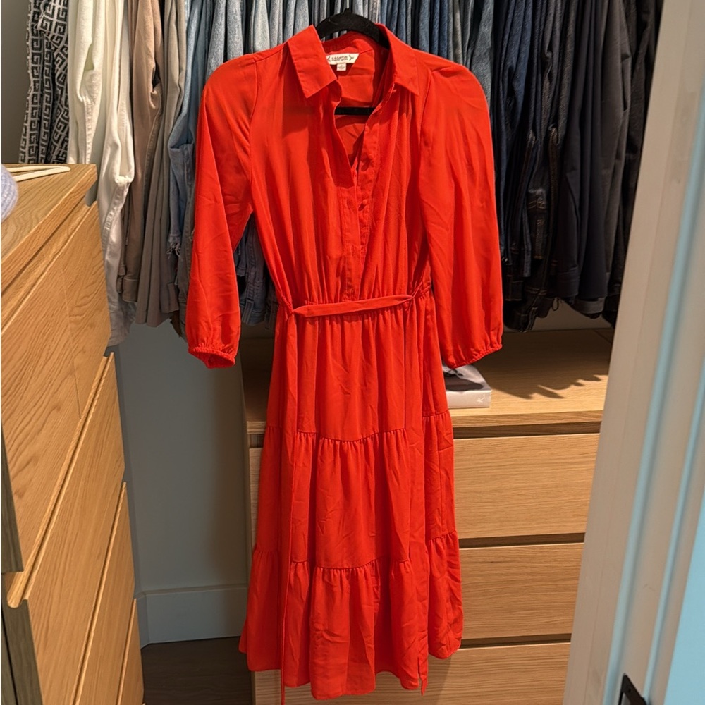 Nanette Lepore Vibrant Red Long Sleeve Dress